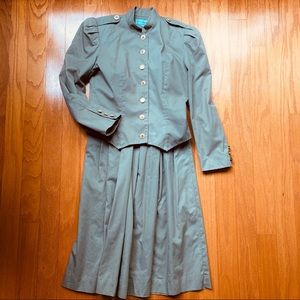 Khaki epaulette jacket and skirt